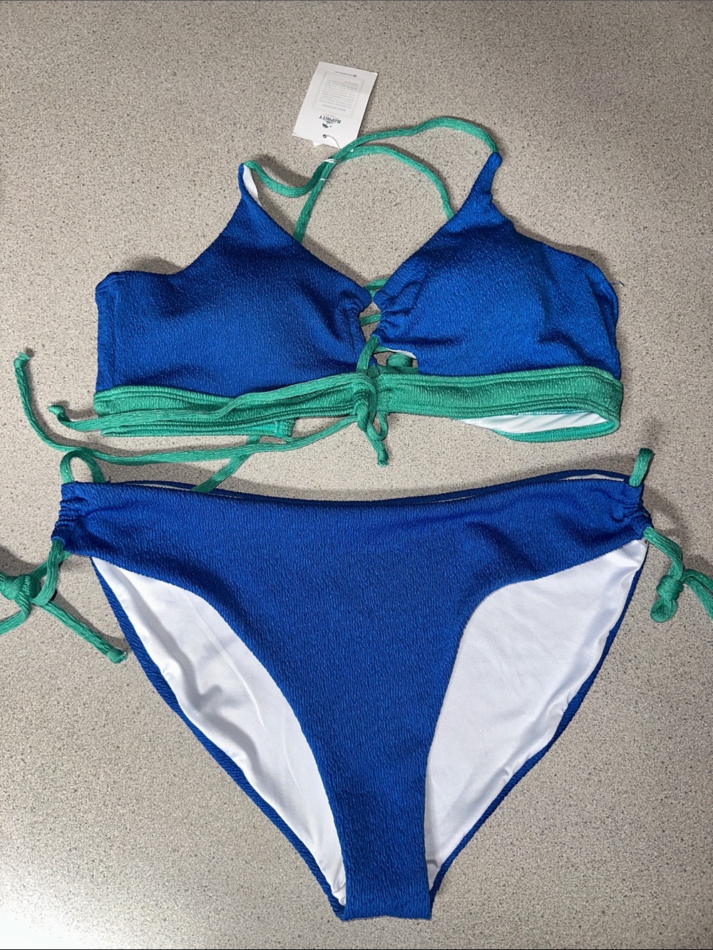 Blue and Teal Two-Piece Bikini Set XL